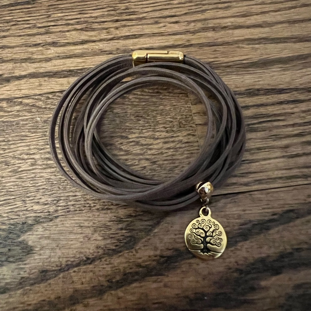 Leather “Tree of Life” Wrap Bracelet